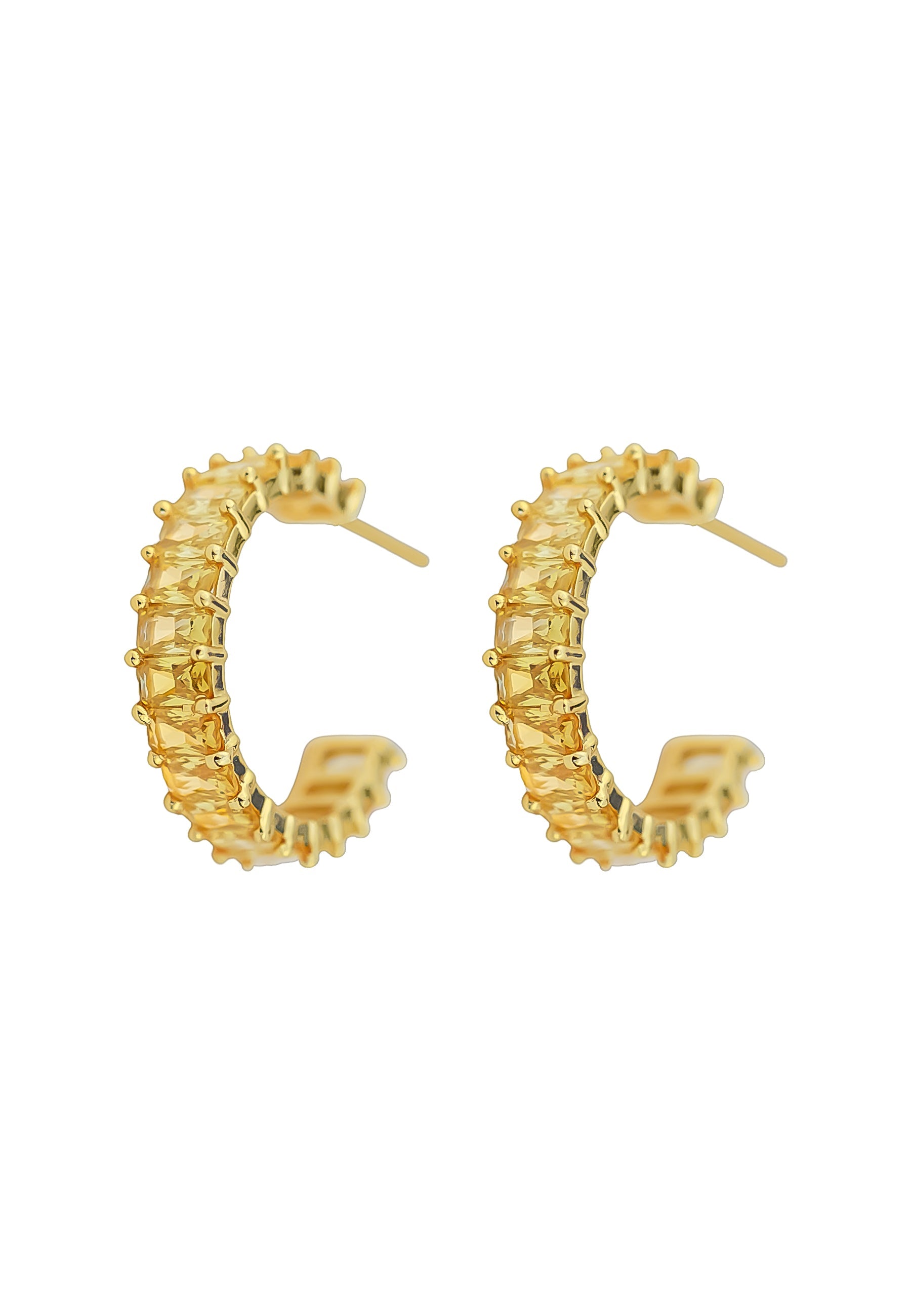 Gold-Plated Zirconia Earrings for Pierced Ears - Sustainable and Hypoallergenic - Jewelry & Watches - Bijou Her -  -  - 