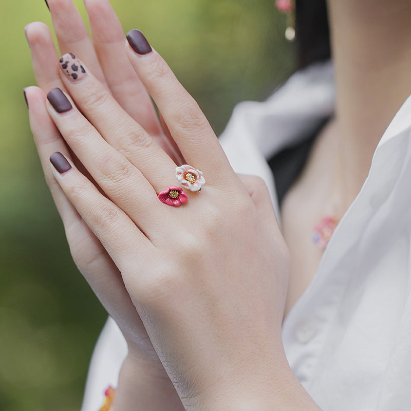 Women's Fashion Simple Enamel Three-dimensional Flower Ring - 0 - Bijou Her -  -  - 