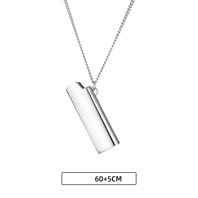 Men's And Women's Fashion Lighter Case Shape Titanium Steel Pendant Necklace - 0 - Bijou Her - Color - Size - 