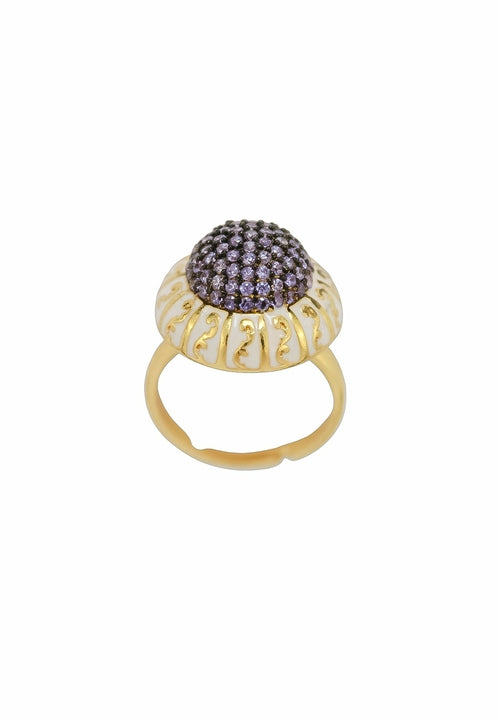 Small Lily Ring: Gold Plated with Authentic Zircons and Unique Design - Jewelry & Watches - Bijou Her - Colours -  - 