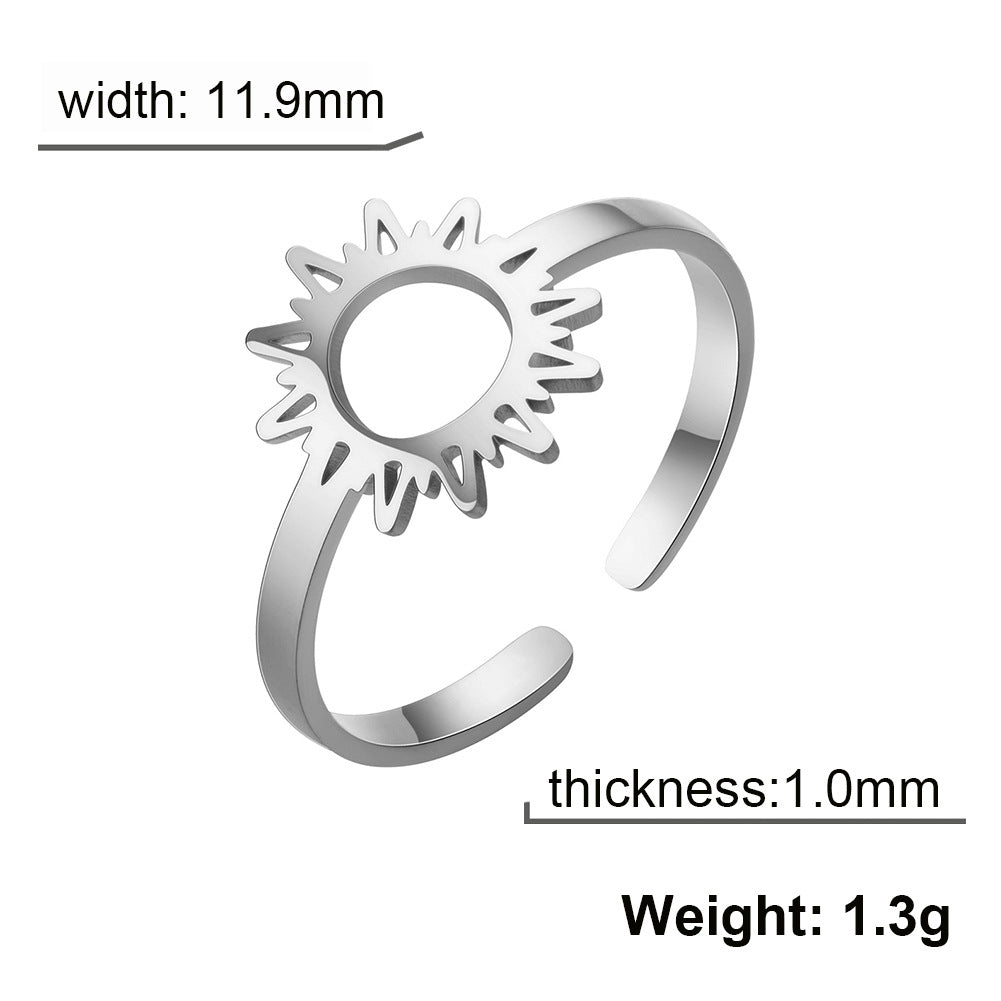 Sunflower Fashion Personality Titanium Steel Ring - 0 - Bijou Her -  -  - 