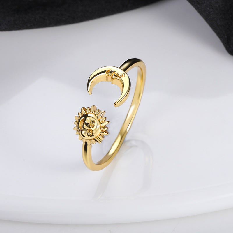 Simple Sun Moon Opening Ring Adjustable For Men And Women - 0 - Bijou Her -  -  - 