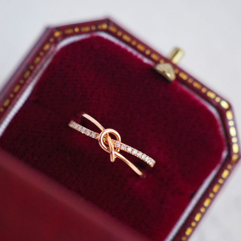 S925 Sterling Silver Gold-plated Knot Ring - 0 - Bijou Her -  -  - 
