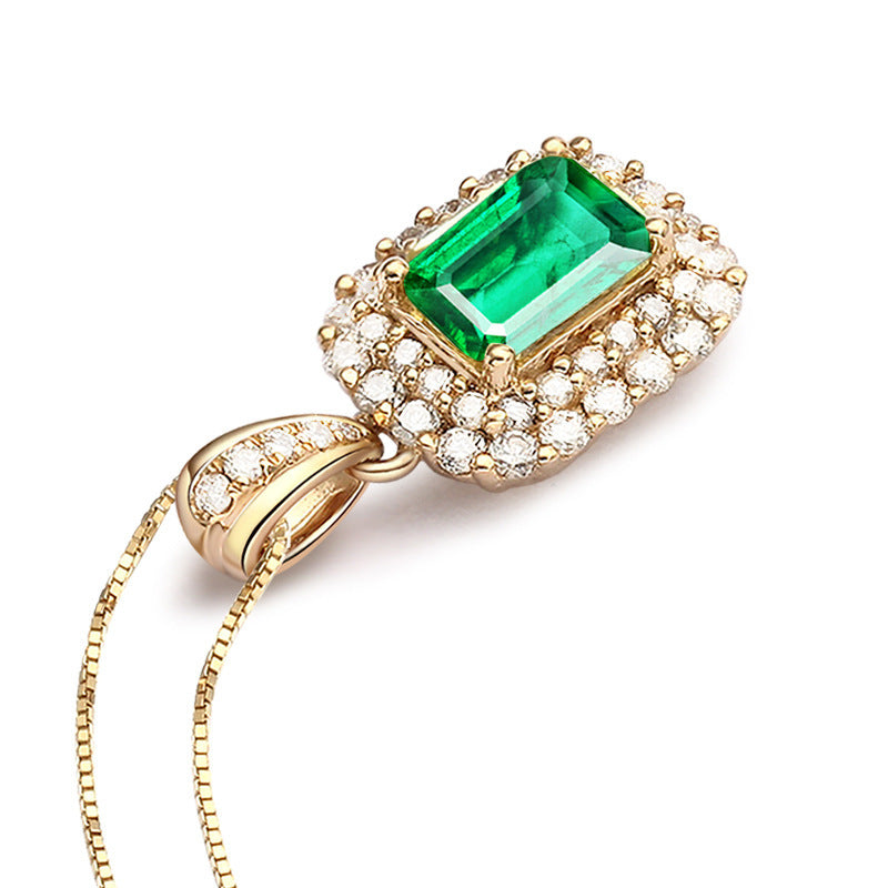 Plated 18k Yellow Gold Color Fashion Emerald Gemstone Simulation - 0 - Bijou Her -  -  - 