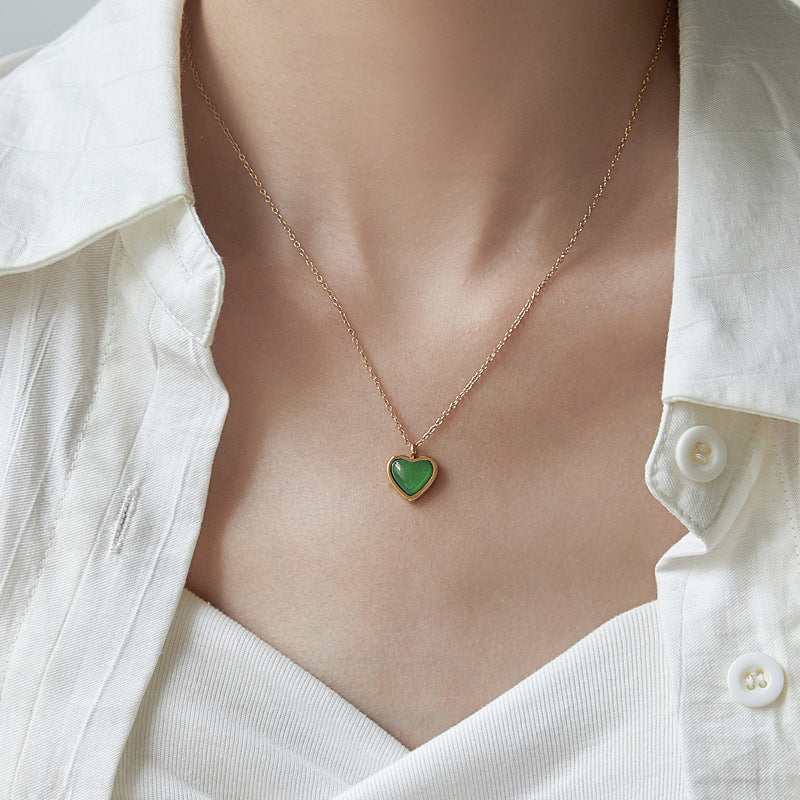 Simple Personality Red Agate Necklace Women Heart Shape - 0 - Bijou Her -  -  - 