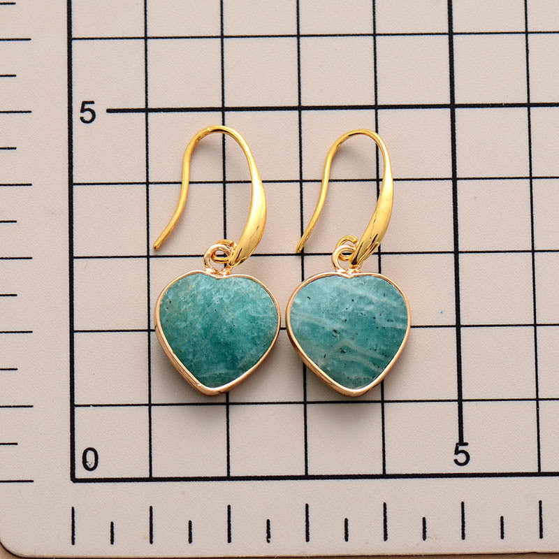 Tianhe Stone Peach Heart Pendant Earrings - 0 - Bijou Her -  -  - 