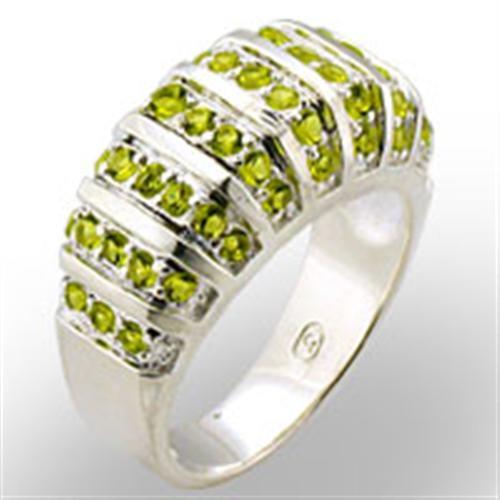 High-Polished Sterling Silver Ring with Synthetic Spinel Stone - Peridot Color - Jewelry & Watches - Bijou Her -  -  - 