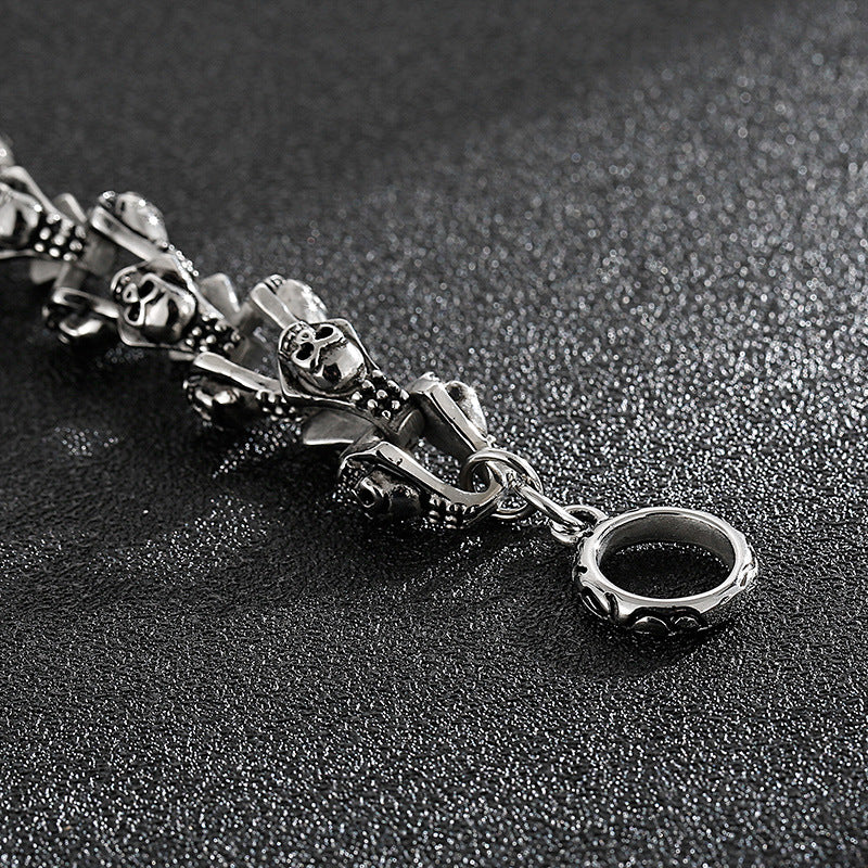 Stylish And Personalized Blackened Stainless Steel Skeleton Bracelet - 0 - Bijou Her -  -  - 