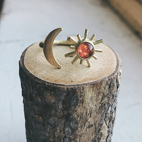 Sun and Moon Sculptural Statement Ring - Jewelry & Watches - Bijou Her - Color -  - 