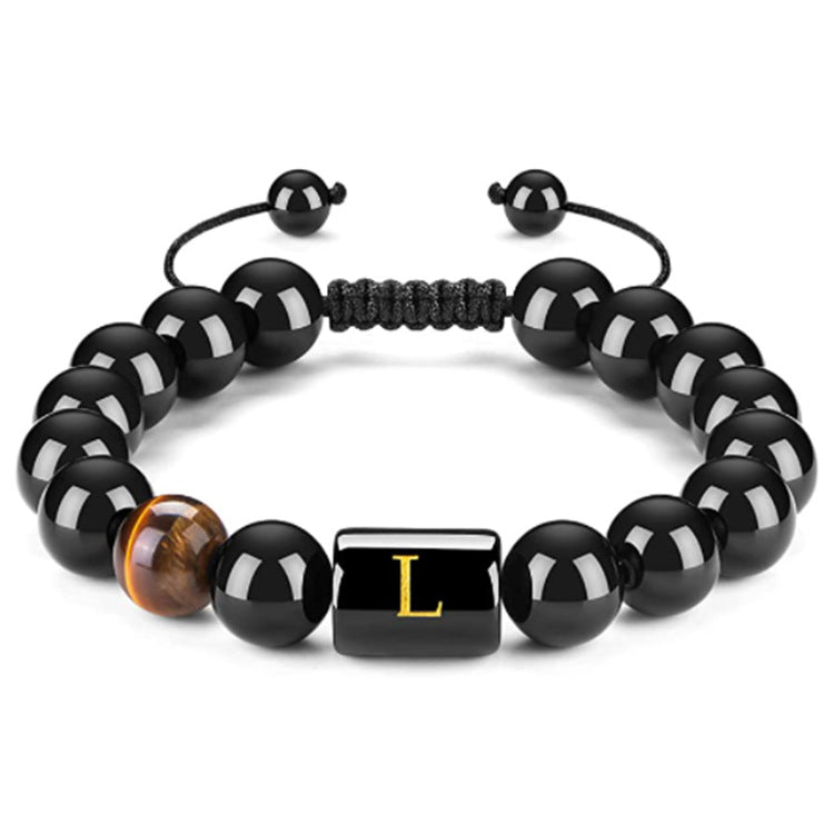 Men's Natural Black Agate Bracelet - 0 - Bijou Her - style -  - 