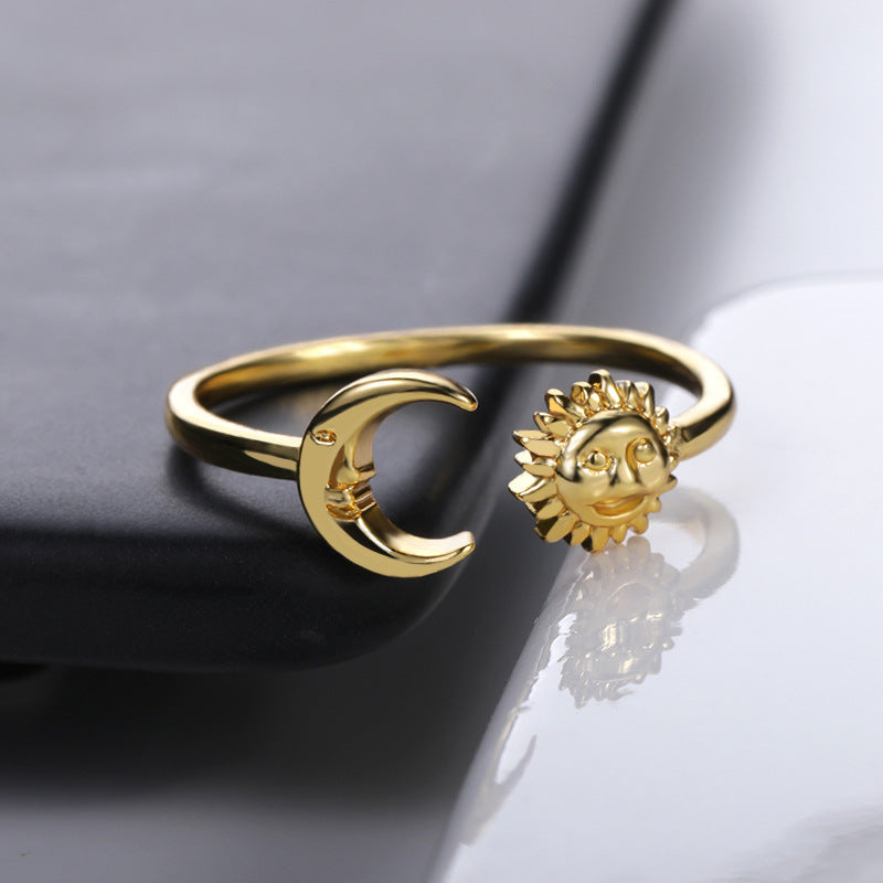 Simple Sun Moon Opening Ring Adjustable For Men And Women - 0 - Bijou Her -  -  - 