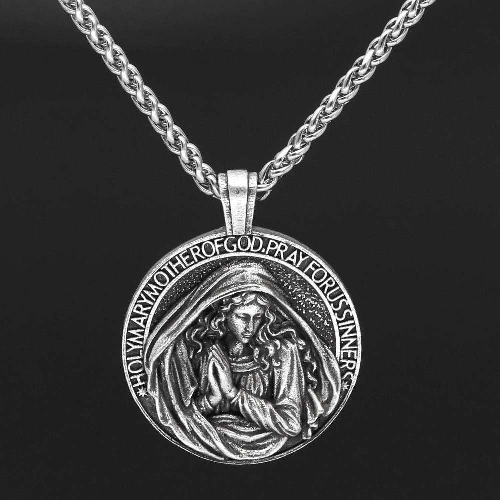 Vintage Virgin Mary Pendant Necklace - 0 - Bijou Her - Color -  - 