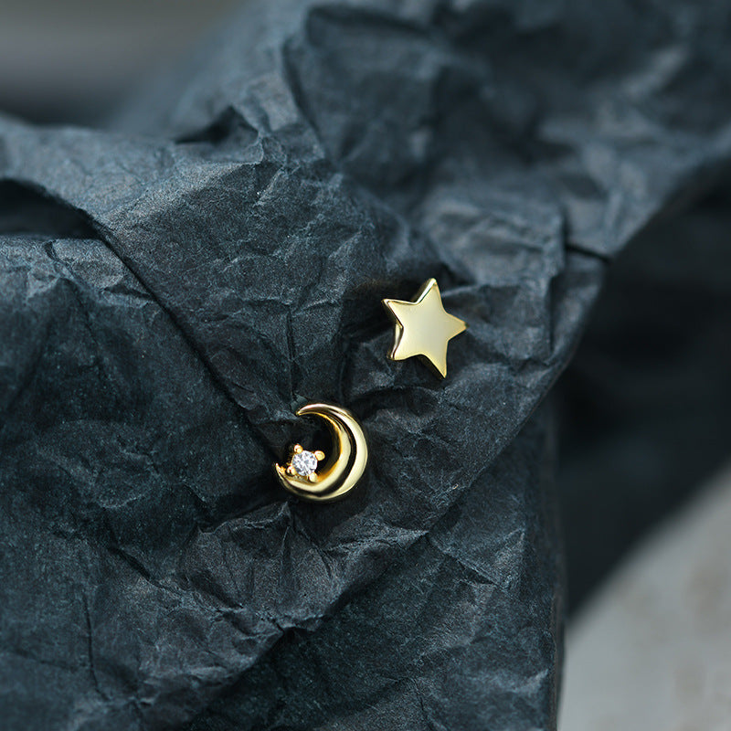 Women's Star Moon Mini Earrings - 0 - Bijou Her -  -  - 