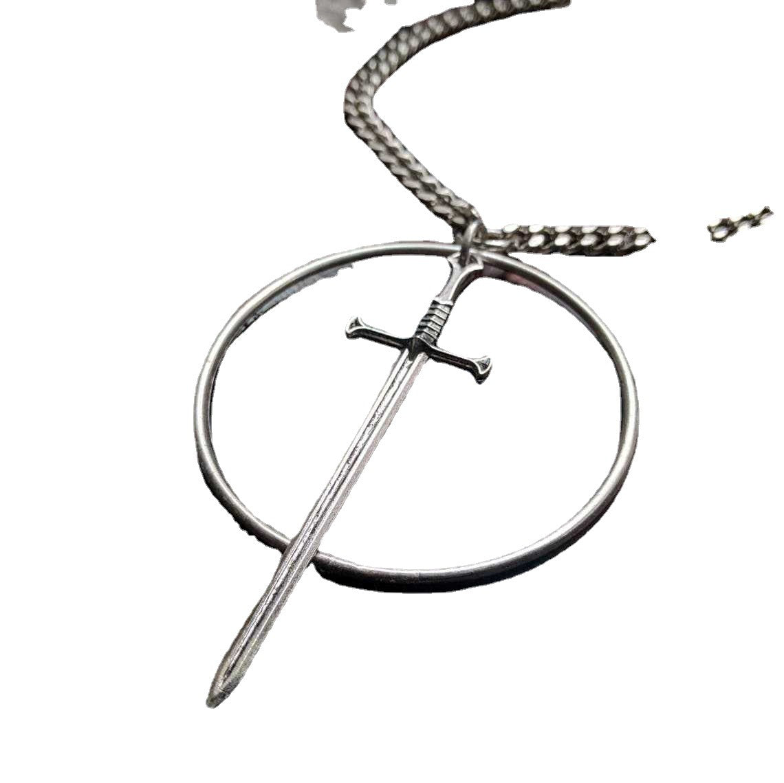 Gothic Jewelry Medieval Retro Cold Weapon Long Sword Pendant Necklace - 0 - Bijou Her -  -  - 