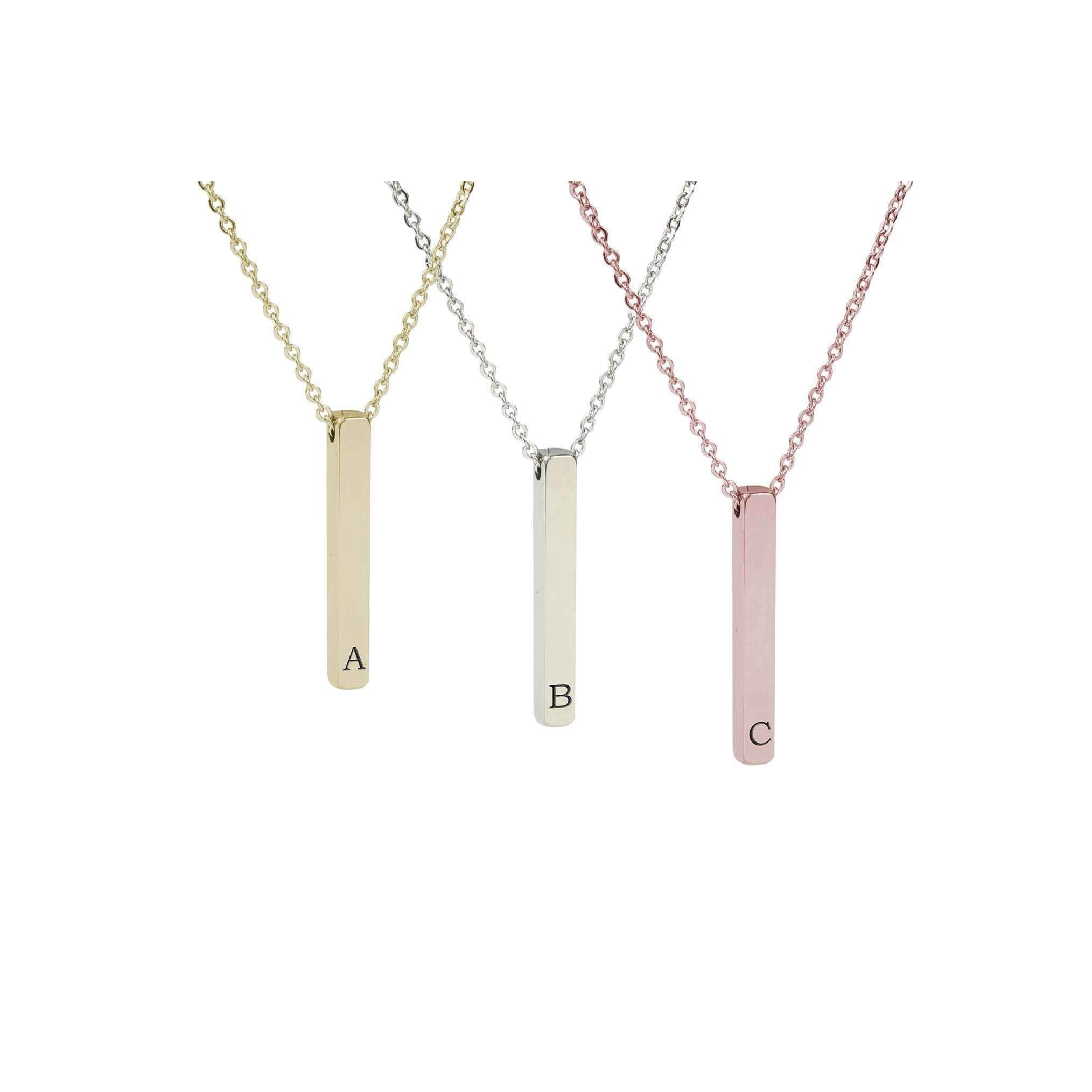 Stainless Steel 3D Vertical Bar Necklace - Multiple Colors, 14k Ion Plating, 1.25 Inches - Jewelry & Watches - Bijou Her -  -  - 