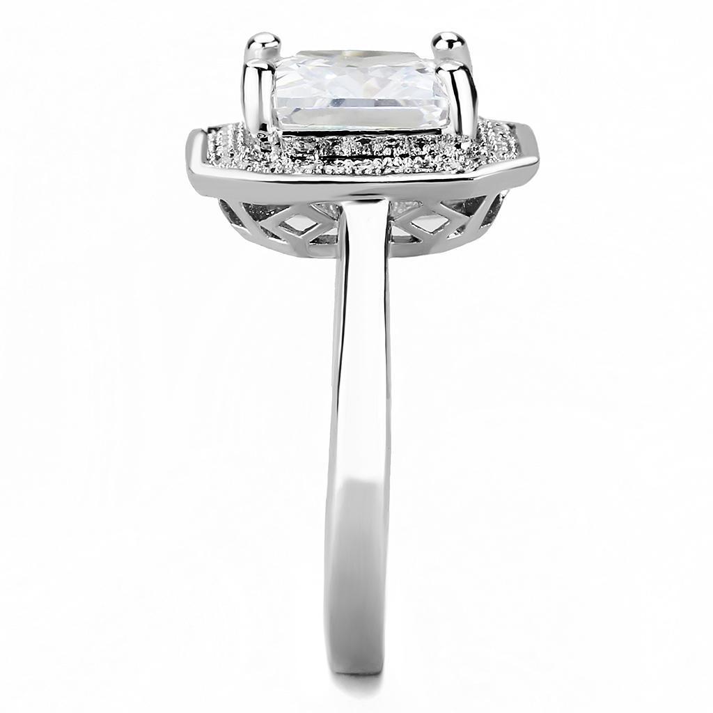 Rhodium Brass Ring with AAA Grade CZ - Clear, Ships in 4-7 Days - Jewelry & Watches - Bijou Her -  -  - 