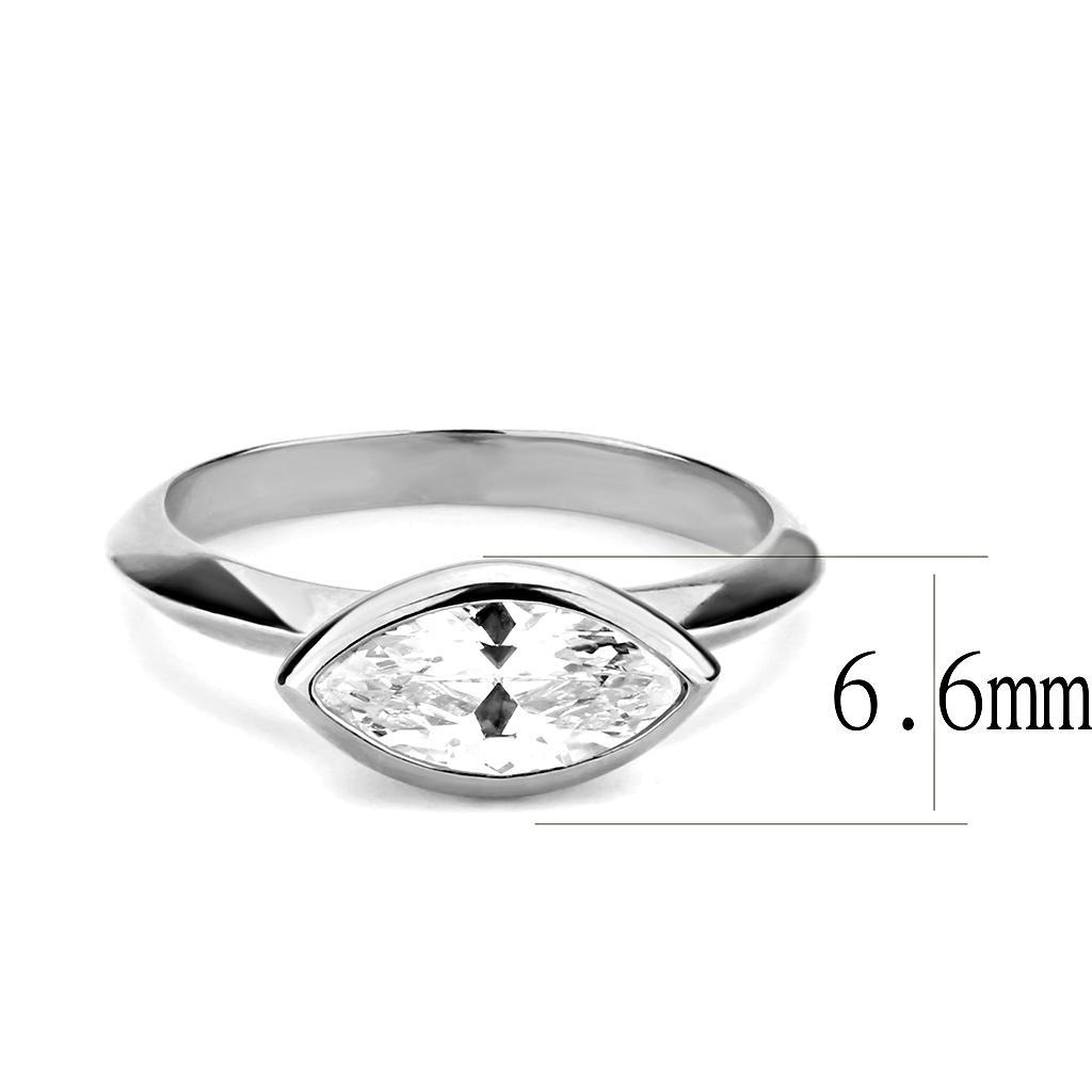 Rhodium Brass Ring with AAA Grade CZ - Clear Center Stone - 2.36g - Size 10.5mm - Jewelry & Watches - Bijou Her -  -  - 