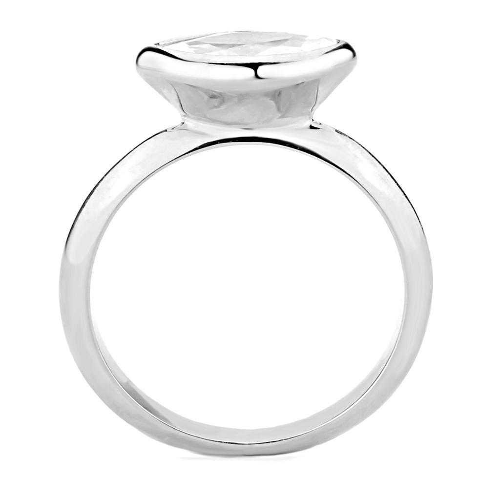 Rhodium Brass Ring with AAA Grade CZ - Clear Center Stone - 2.36g - Size 10.5mm - Jewelry & Watches - Bijou Her -  -  - 