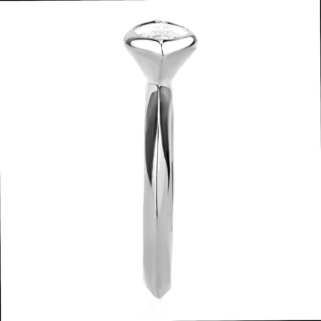 Rhodium Brass Ring with AAA Grade CZ - Clear Center Stone - 2.36g - Size 10.5mm - Jewelry & Watches - Bijou Her -  -  - 