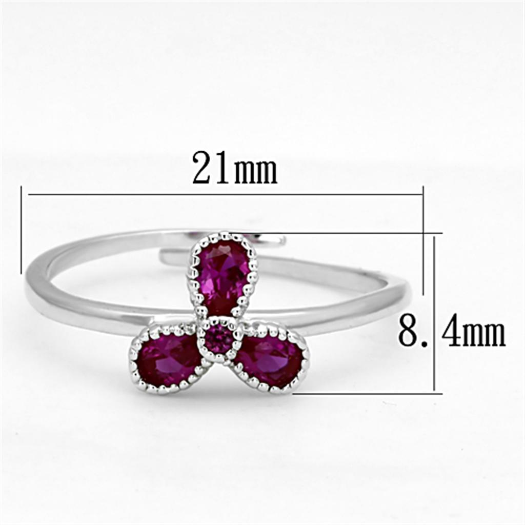 Rhodium Brass Ring with Synthetic Ruby Corundum - Backordered, 1.30g Weight - Jewelry & Watches - Bijou Her -  -  - 