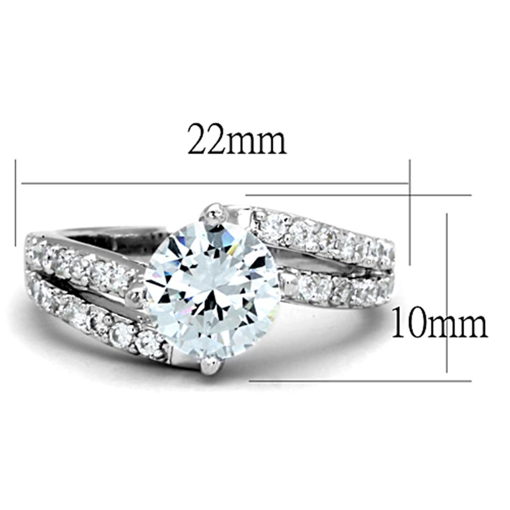 Rhodium Brass Ring with AAA Grade CZ - Clear Center Stone, 4.10g Weight - Jewelry & Watches - Bijou Her -  -  - 