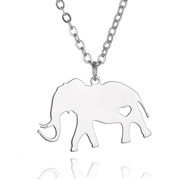 Stainless Steel Cute Elephant Pendant Animal Necklace - 0 - Bijou Her - Color -  - 