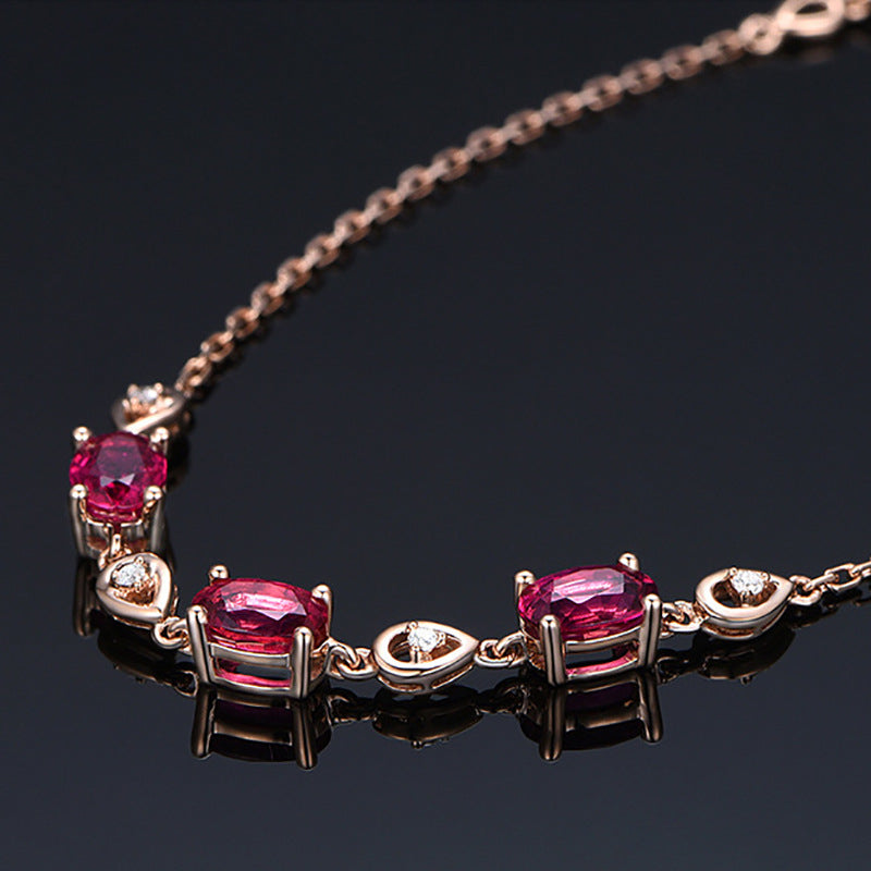 Imitation Red Tourmaline Color Gem Bracelet - 0 - Bijou Her -  -  - 