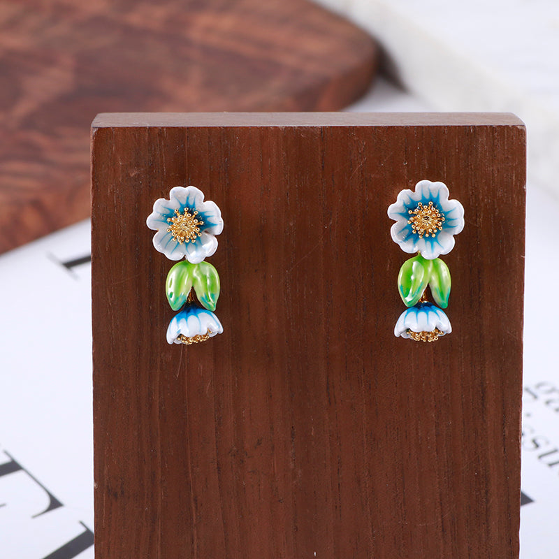 Retro Design Flower Earrings Female - 0 - Bijou Her - Color -  - 