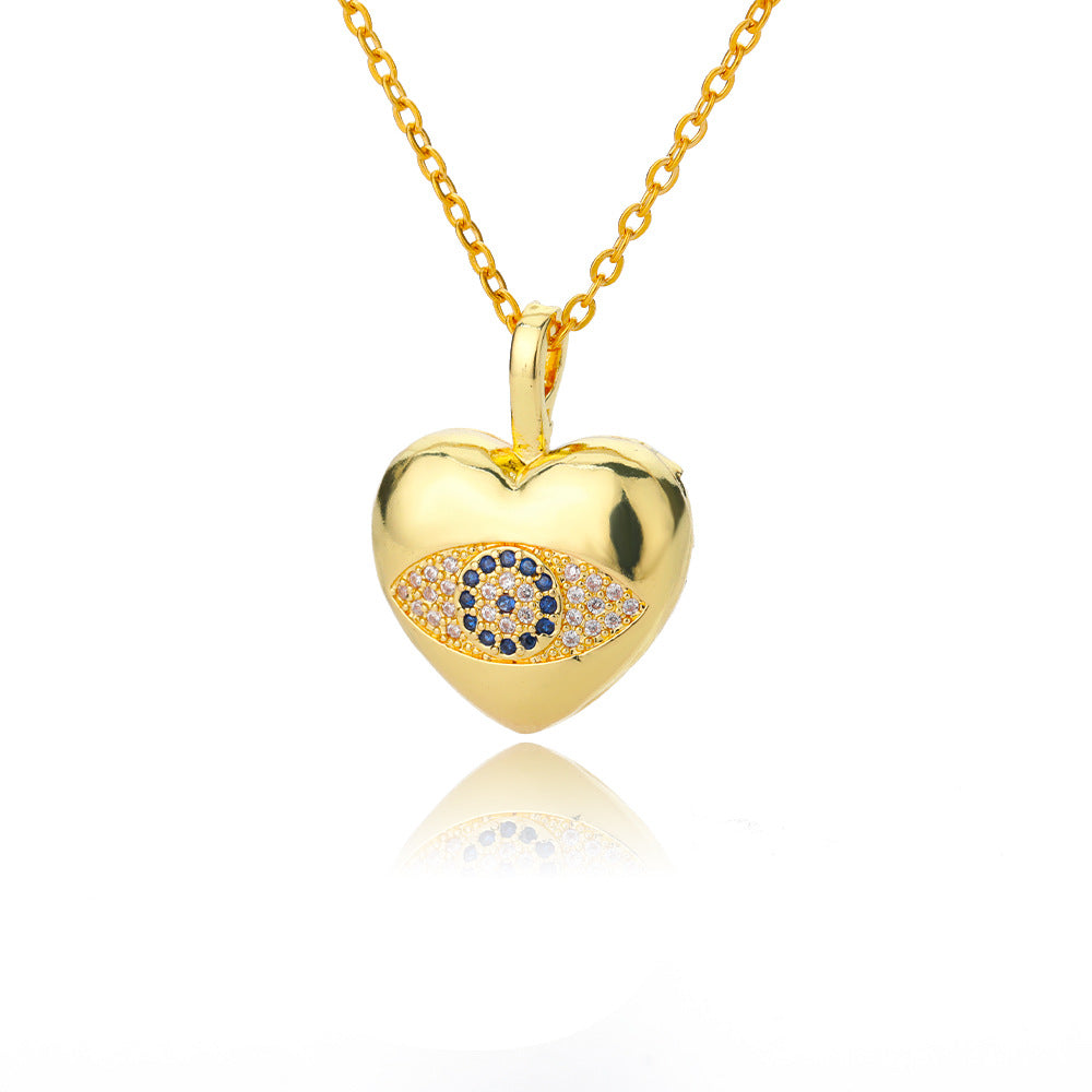 Ins Simple Love Necklace Small Design Sense Light Luxury Zircon OT Buckle Chain Heart Shape - 0 - Bijou Her -  -  - 