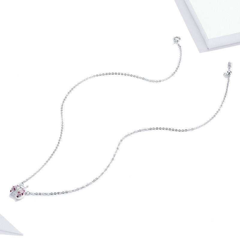 Little Ladybug Sterling Silver Necklace - 0 - Bijou Her -  -  - 