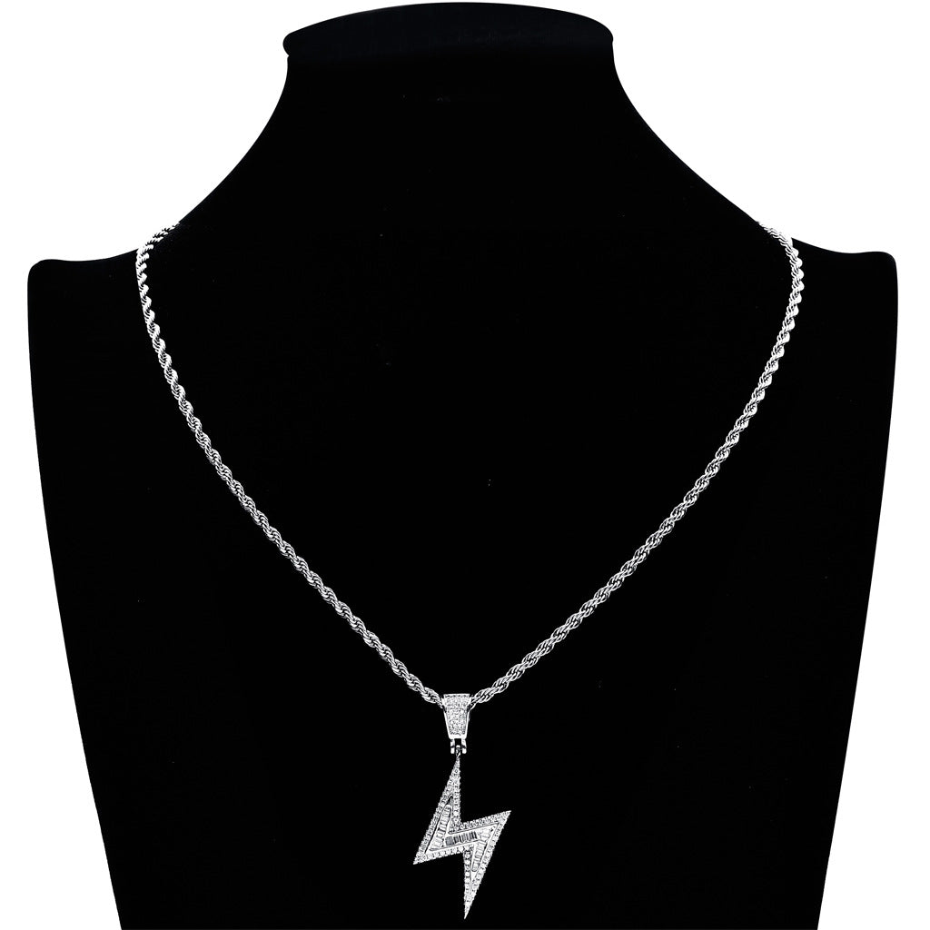 Hip Hop Lightning Pendant Necklace Mixed Setting - 0 - Bijou Her -  -  - 