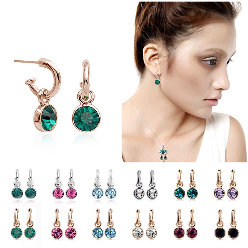 Simple Colorful Zircon Crystal Gold Plated Ear Accessories - 0 - Bijou Her -  -  - 