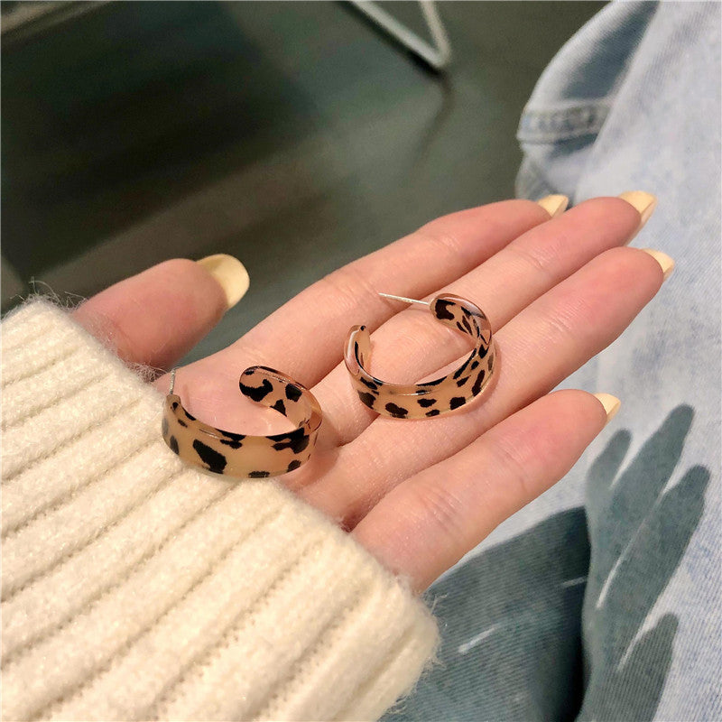 Sterling Silver Needle Leopard Print Stud Earrings New Trendy Autumn And Winter - 0 - Bijou Her - Color -  - 