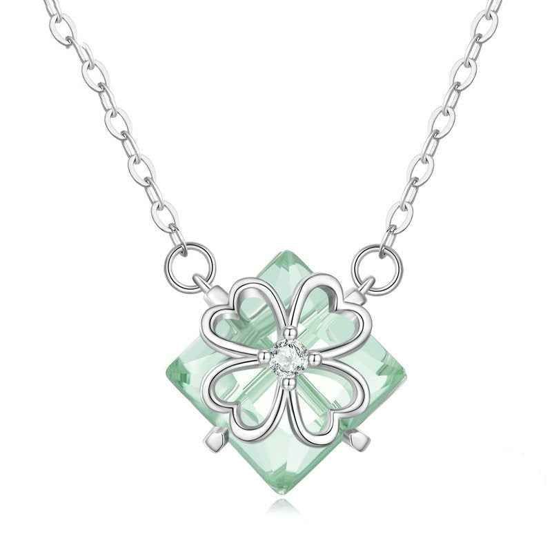 Platinum-plated Simple Green Elegant Pendant Necklace - 0 - Bijou Her -  -  - 