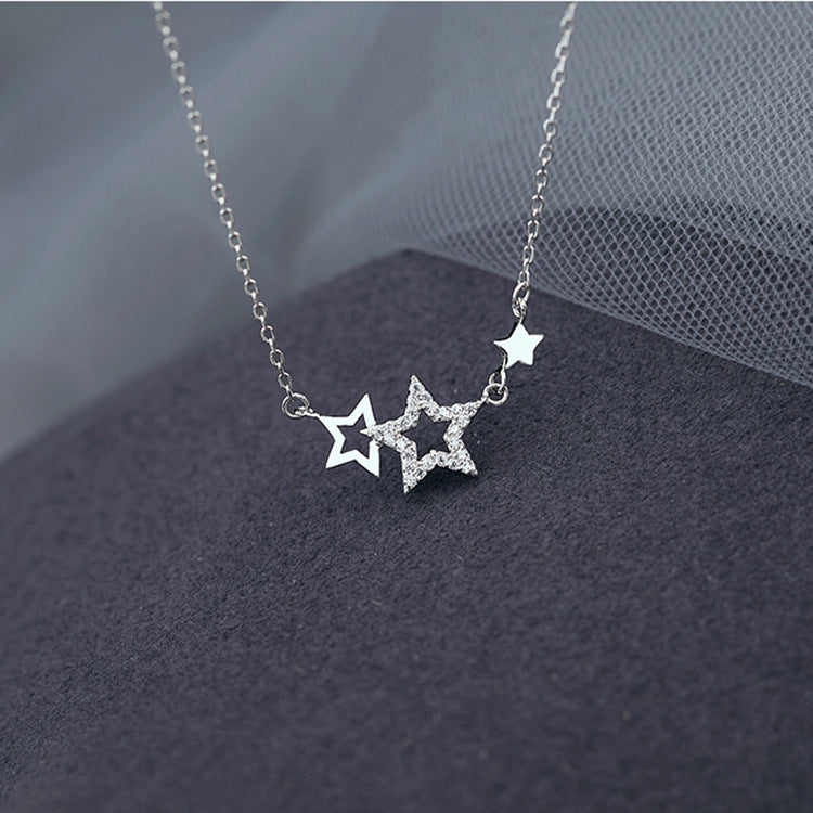 Star Necklace Light Luxury Small Design Sense Collar Chain Versatile Exquisite Small Pendant - 0 - Bijou Her -  -  - 