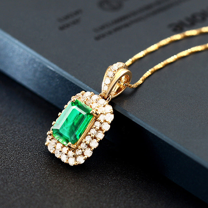 Plated 18k Yellow Gold Color Fashion Emerald Gemstone Simulation - 0 - Bijou Her -  -  - 