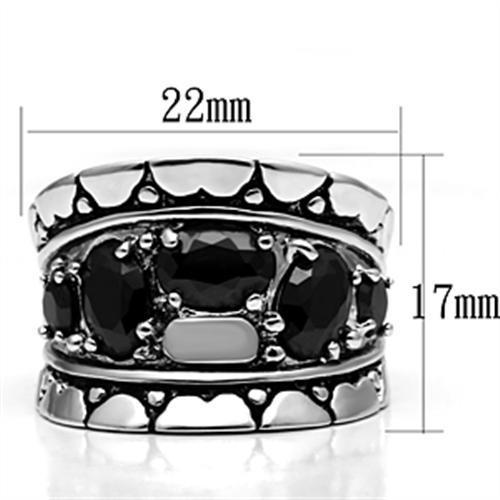 Rhodium Brass Ring with AAA Grade CZ in Black Diamond - Backordered, 4-7 Day Shipping Lead Time - Jewelry & Watches - Bijou Her -  -  - 