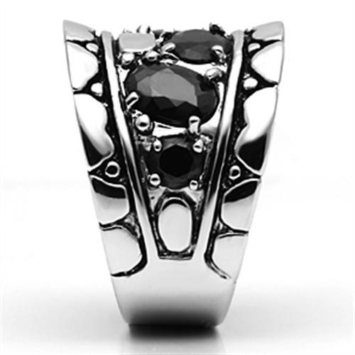 Rhodium Brass Ring with AAA Grade CZ in Black Diamond - Backordered, 4-7 Day Shipping Lead Time - Jewelry & Watches - Bijou Her -  -  - 