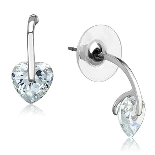 Rhodium Brass Earrings with AAA Grade CZ - Clear Center Stone - Backordered - Jewelry & Watches - Bijou Her - Title -  - 