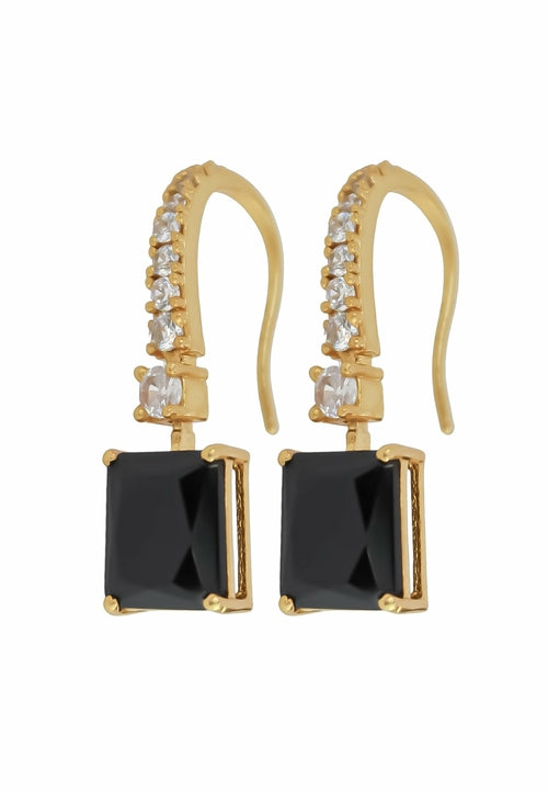 Golden Benares Earrings with Zircons - 18K Gold Plated for Pierced Ears - Lightweight and Party-Ready - Jewelry & Watches - Bijou Her - Color -  - 