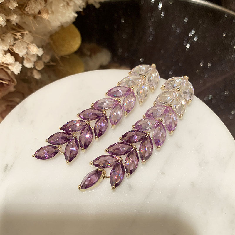 Long Transparent Purple Gradient Ear Earrings - 0 - Bijou Her -  -  - 