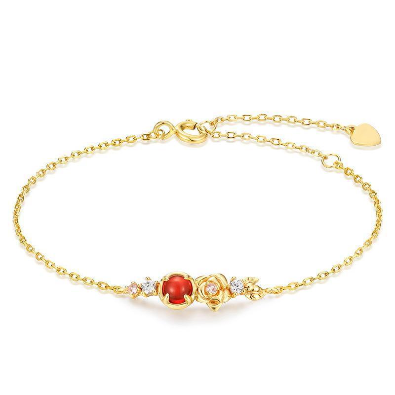 Gold-plated Garnet High-grade Bracelet - 0 - Bijou Her - Color -  - 