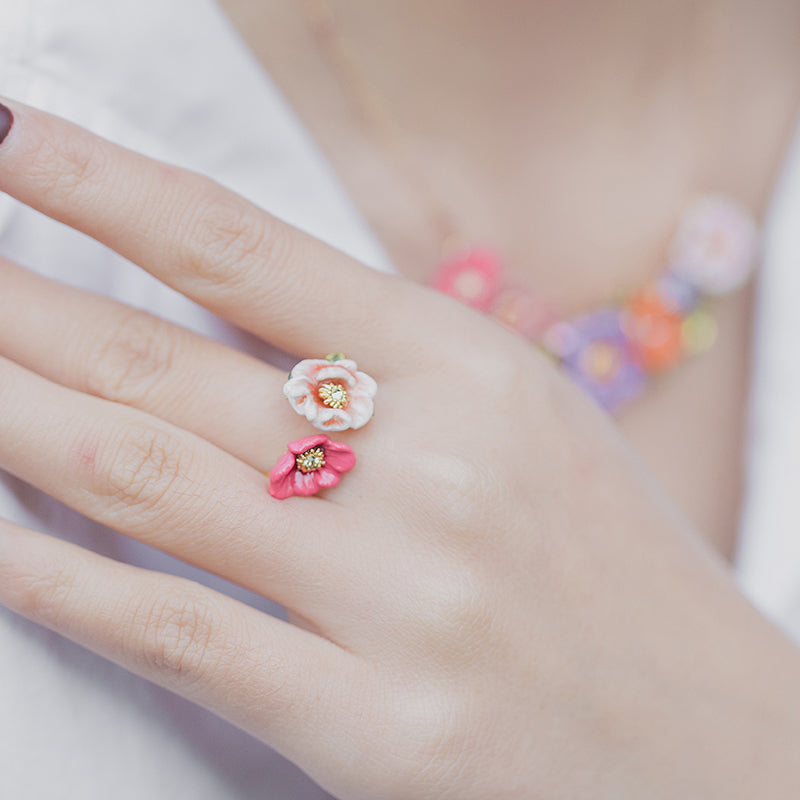 Women's Fashion Simple Enamel Three-dimensional Flower Ring - 0 - Bijou Her -  -  - 