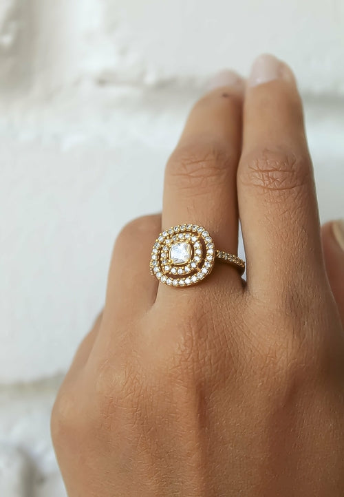 Zirconia-Embellished Golden Maldives Ring - Sustainable and Adjustable - Jewelry & Watches - Bijou Her - Color -  - 