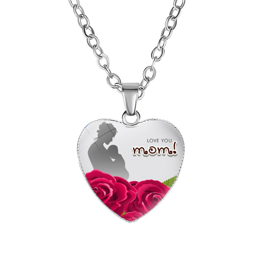 Mother's Heart Shaped Pendant Necklace Simple - 0 - Bijou Her - Color -  - 