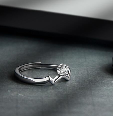 S925 Sterling Silver Pair Of Rings For Women And Men - 0 - Bijou Her - style - Size - 
