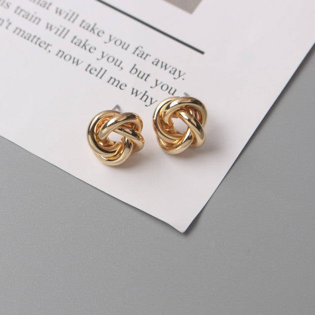 Simple And Irregular Flower-shaped Metal Winding Stud Earrings - 0 - Bijou Her - Color -  - 