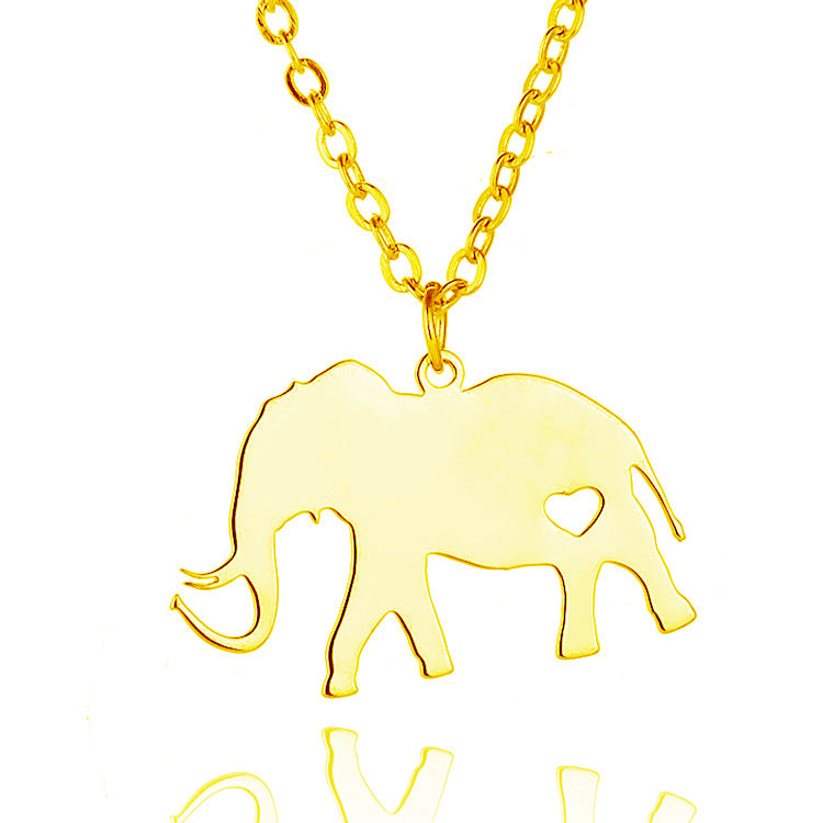 Stainless Steel Cute Elephant Pendant Animal Necklace - 0 - Bijou Her - Color -  - 