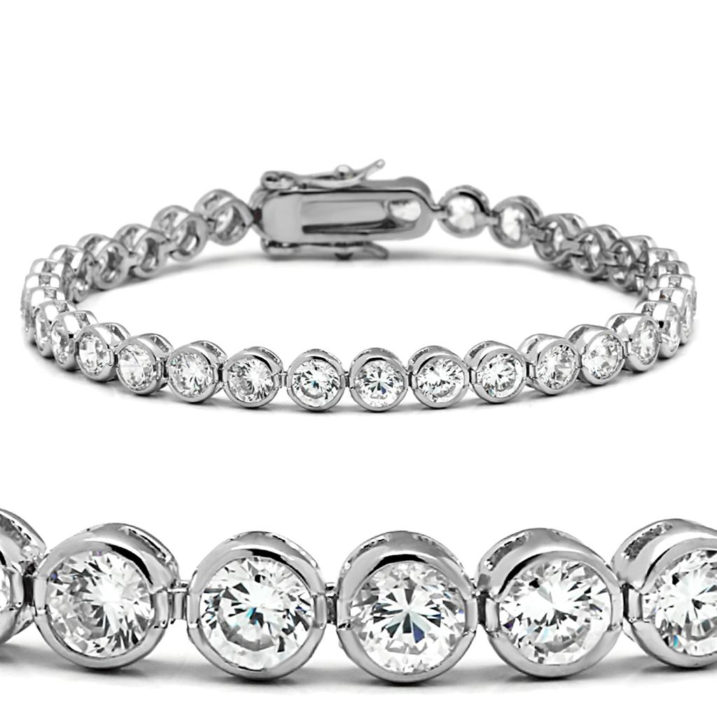 Rhodium Brass Bracelet with AAA Grade CZ in Clear - Ships in 1 Day - Jewelry & Watches - Bijou Her -  -  - 