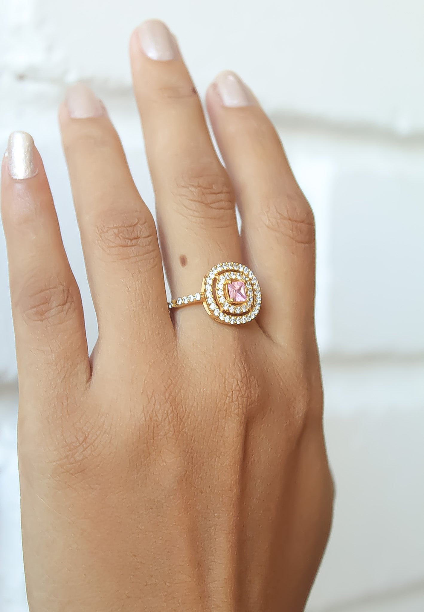 Zirconia-Embellished Golden Maldives Ring - Sustainable and Adjustable - Jewelry & Watches - Bijou Her -  -  - 